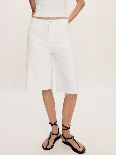 MANGO Шорти джинсові білий