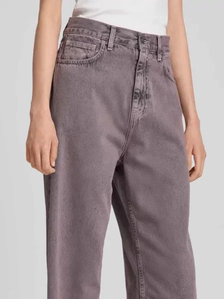 Jeansy o kroju relaxed fit z czystej bawełny model ‘Brandon’ Carhartt Work In Progress różowe