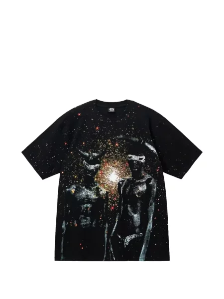 Póló Stüssy nyomtatás fekete