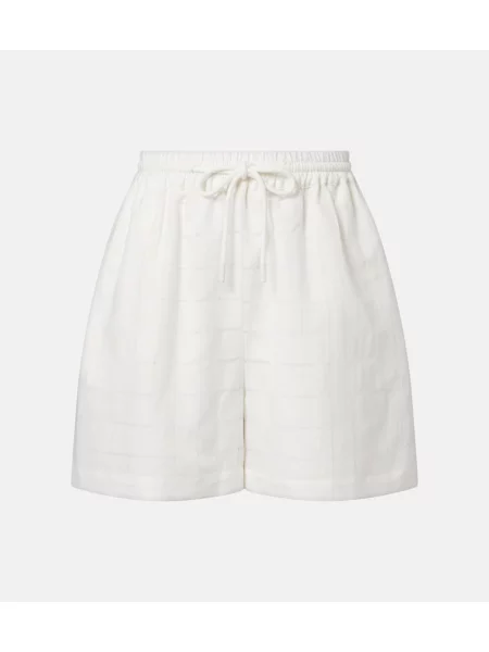 Pantaloni scurți Asceno de in în carouri alb