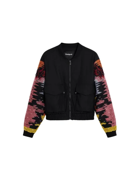 Desigual Geacă de primăvară-toamnă galben / roz deschis negru