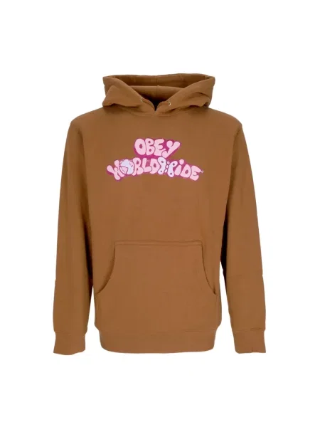 Bluza z kapturem Obey polarowa z kapturem brązowa