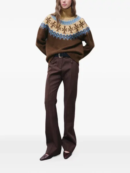 Μάλλινος πουλόβερ Tory Burch καφέ