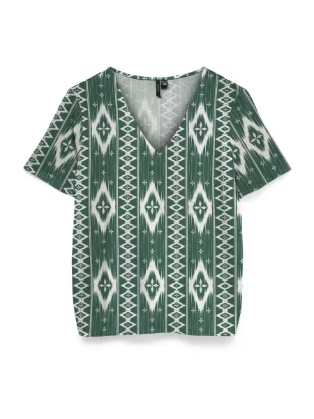 VERO MODA Bluză VMMYMILO verde închis alb