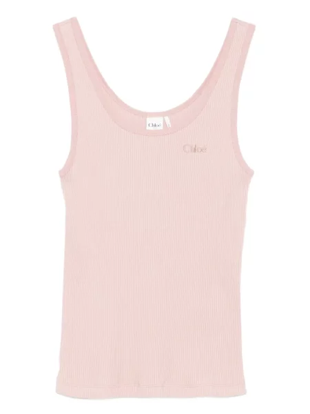 Top Chloé cu broderie roz