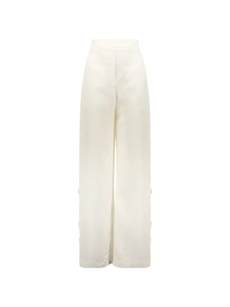 Pantaloni Ellery din satin evazate alb