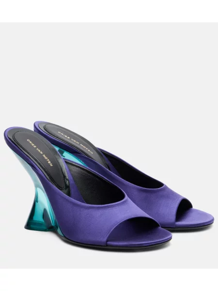 Satenaste mules Dries Van Noten s polno peto vijolična