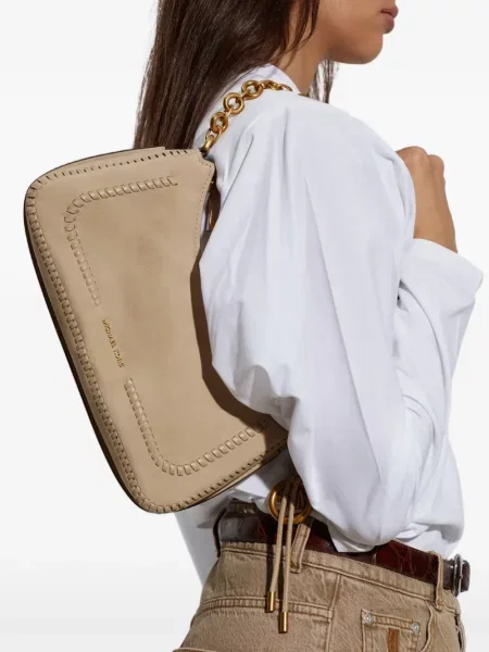 Geantă Michael Michael Kors din piele cu volane roz
