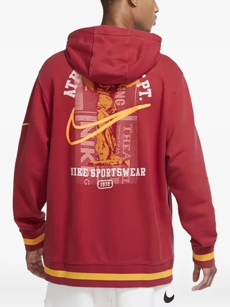 Geacă parka Nike alergare din fleece roșu
