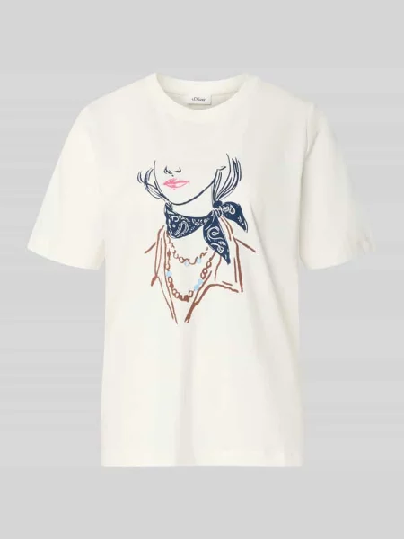 T-shirt o kroju relaxed fit z czystej bawełny S.oliver Red Label biała