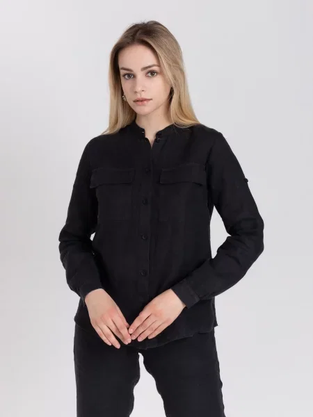 Льняная рубашка Feel And Fly черная