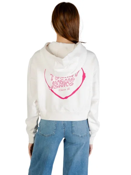 Geacă de blugi Tommy Jeans cu motiv cu inimi alb