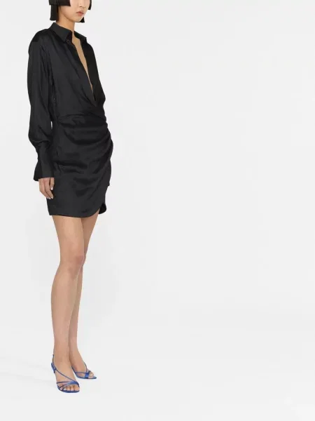 Rochie tip cămașă Gauge81 drapată negru