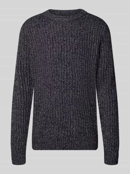 Sweter z dzianiny o kroju regular fit z mieszanka bawełny model AXON' Jack & Jones granatowy