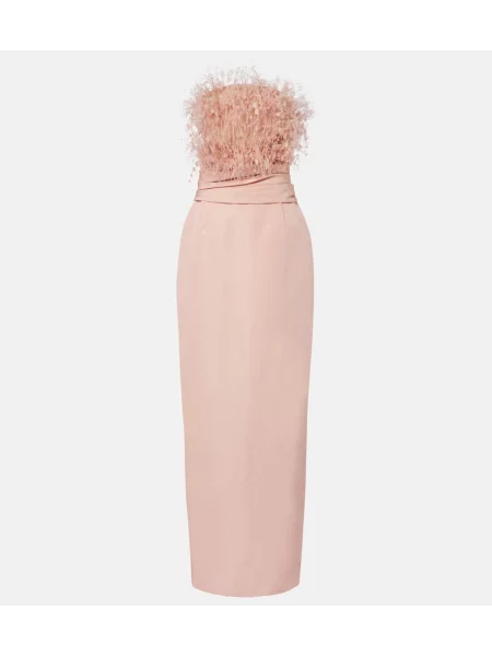 Rochie Oscar De La Renta de mătase cu pene roz