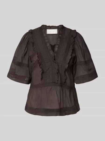 Bluzka o kroju regular fit z dekoltem w serek model ‘Evienne’ Neo Noir