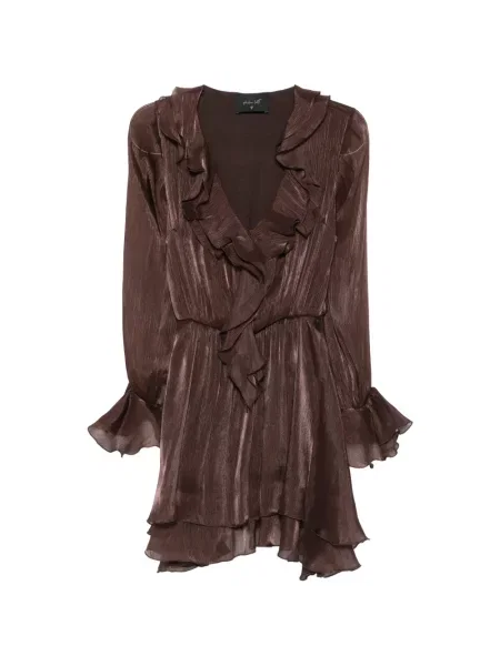 Rochie mini Philia Loft cu volane maro