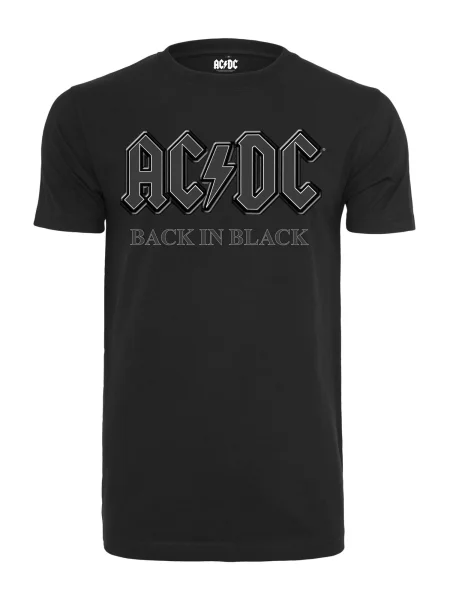 Merchcode Tričko ACDC Back In Black stříbrně šedá / černá bílá