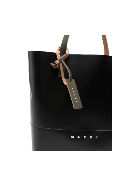 Torba Marni skórzana z logo czarna