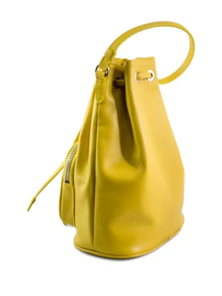 Geantă bucket La Rose din piele galben