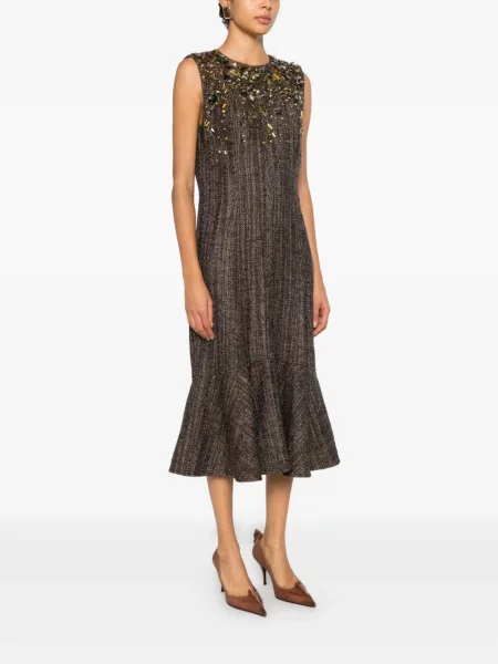 Rochie Fendi cu volane de costum maro