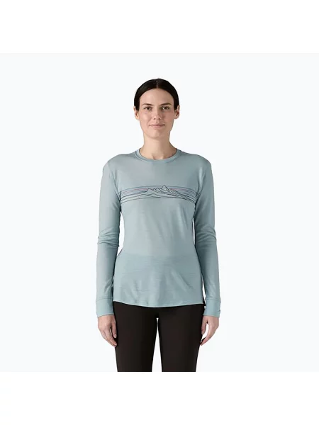 Termiczny czapka z daszkiem Patagonia z wełny merino w paski niebieska