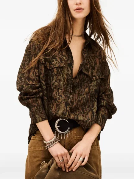 Cămașă Ba&sh cu model paisley verde