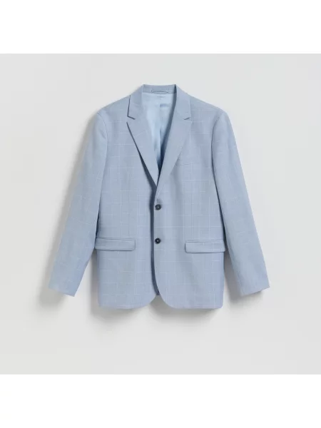 Reserved Kostkovaný blejzr slim fit světle modrá