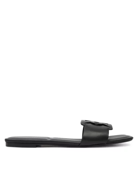 Natikači Calvin Klein Square Flat Sandal Emblem črna