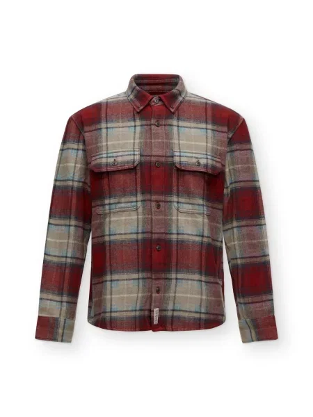 Abercrombie & Fitch Košeľa tmelová / námornícka modrá / karmínovo červená