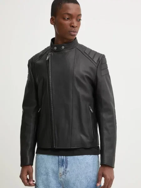 HUGO Geacă de piele Ludok negru