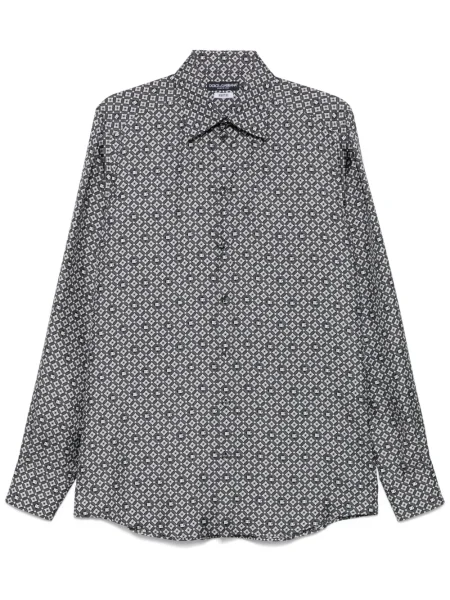 Копринена риза Dolce & Gabbana с принт черно