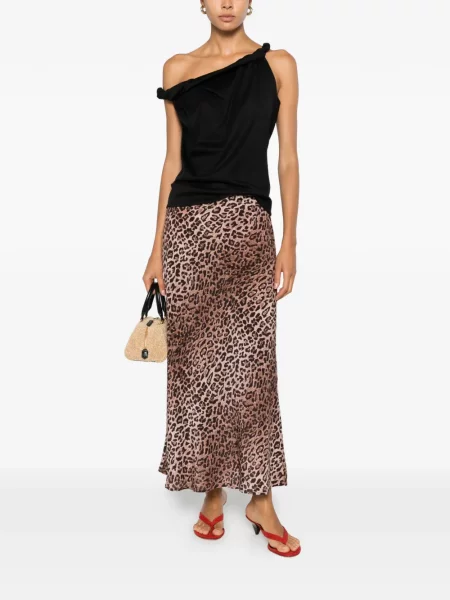 Fusta maxi Rixo cu imagine cu model leopard roșu