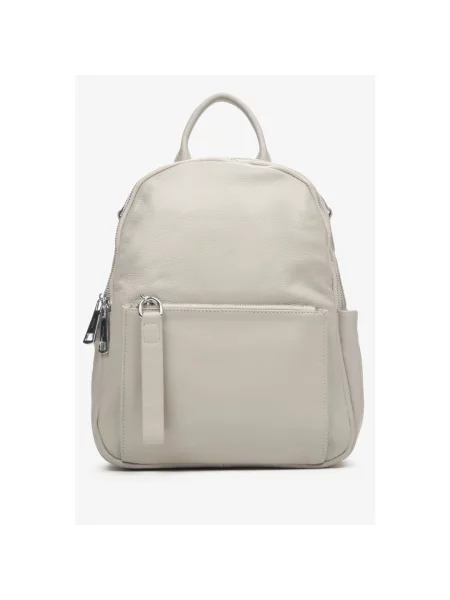 Рюкзак шкіряний світло-сірий Estro сірий