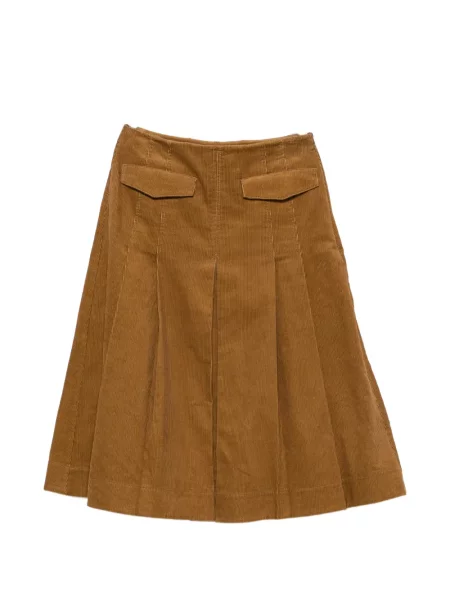 Fustă Tory Burch de catifea cord maro