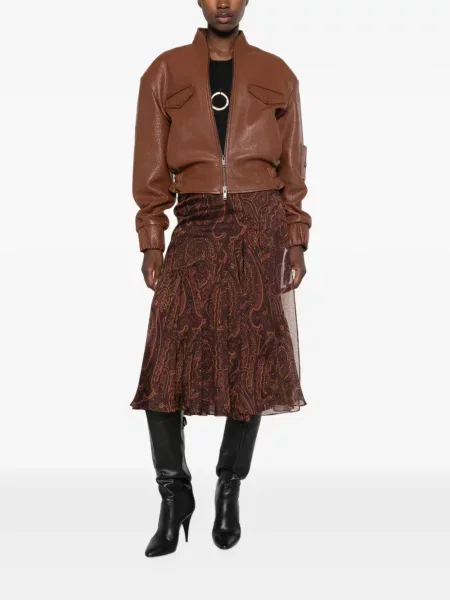 Fustă midi Etro cu imagine cu model paisley maro