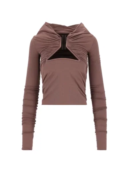 Lung tricou Rick Owens cu volane maro