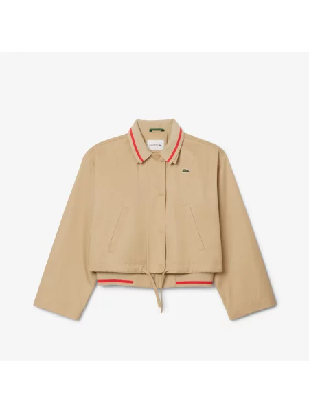 Lacoste Kurtka Oversize Z Kołnierzykiem Polo beżowa