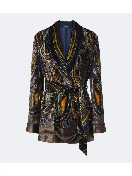 Sacou Etro de catifea cu model paisley plic
