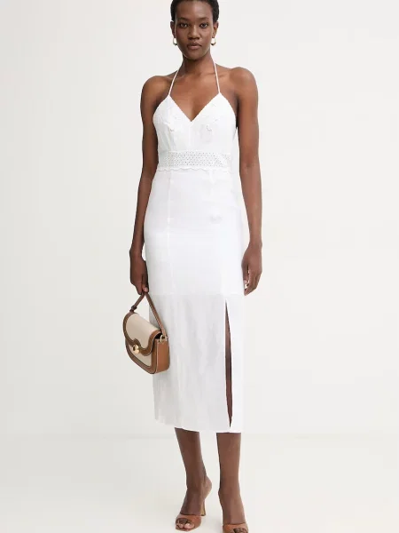 Twinset rochie de vară din in alb