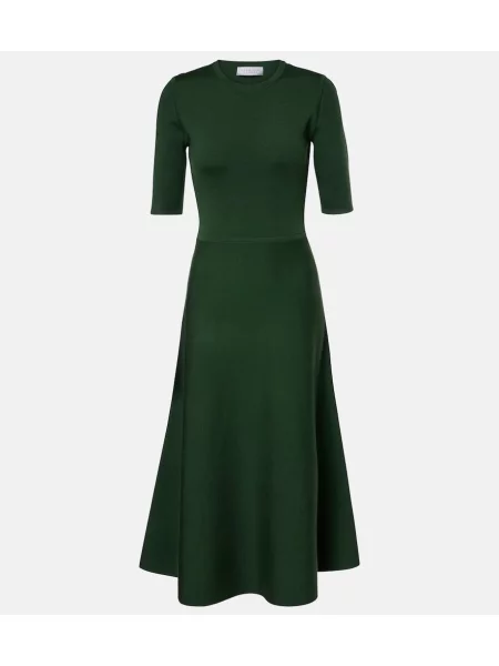 Rochie midi Gabriela Hearst de lână până la genunchi de costum verde