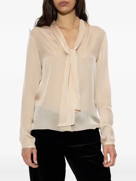 Top Balmain cu funde de mătase