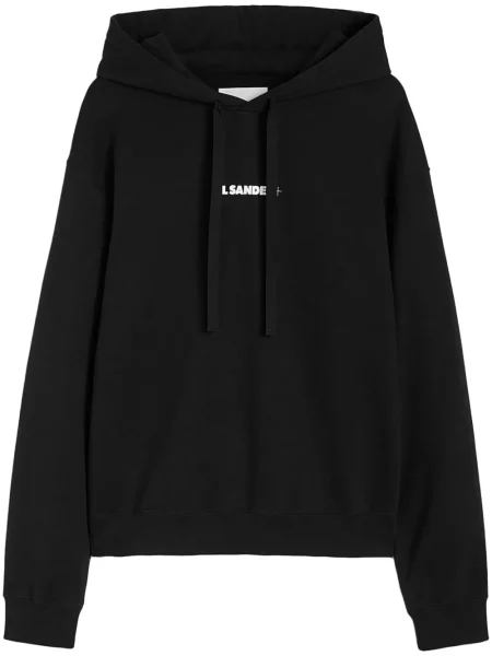 Hanorac cu glugă Jil Sander cu imagine negru