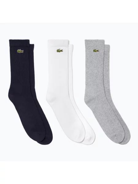 Ponožky Lacoste 3 páry strieborných podbradníkov/bielych/navy blue biela