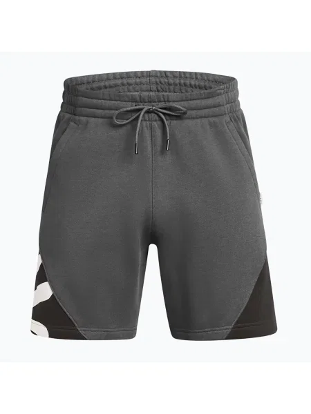 Pantaloni scurți Under Armour Curry Splash Fleece pentru bărbați castlerock full heather/negru/alb argilă alb
