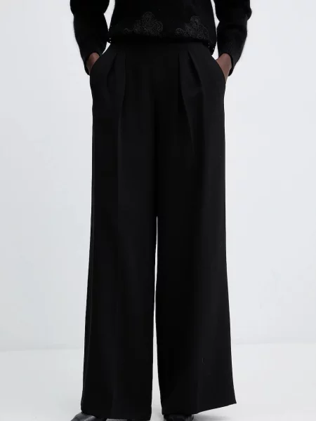 Twinset spodnie szerokie high waist czarny