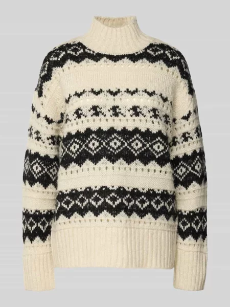 Sweter z dzianiny o kroju regular fit z półgolfem model ‘AMPLE’ Vero Moda biały