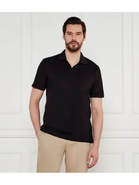 Calvin Klein Tenisz póló len hozzáadásával fekete