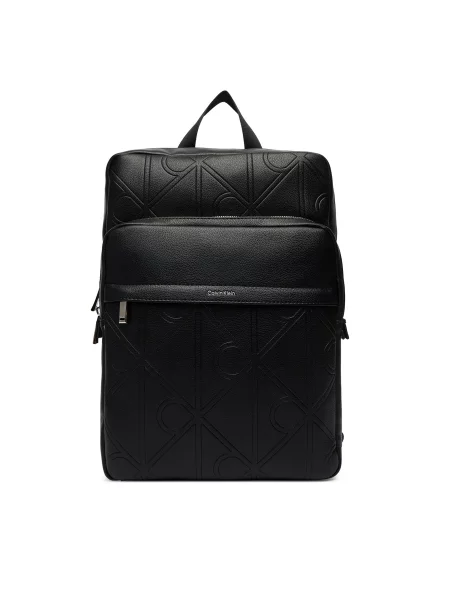 Crossover torbica Calvin Klein Emblem Aop Emboss Slim Square Bp crna