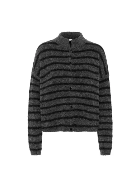 Krótki sweter Gestuz w paski z paskiem czarny